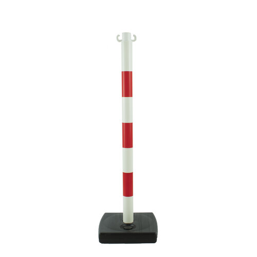 Poteau PVC socle chantier 4 kg à lester. 90 cm. Rouge / Blanc 