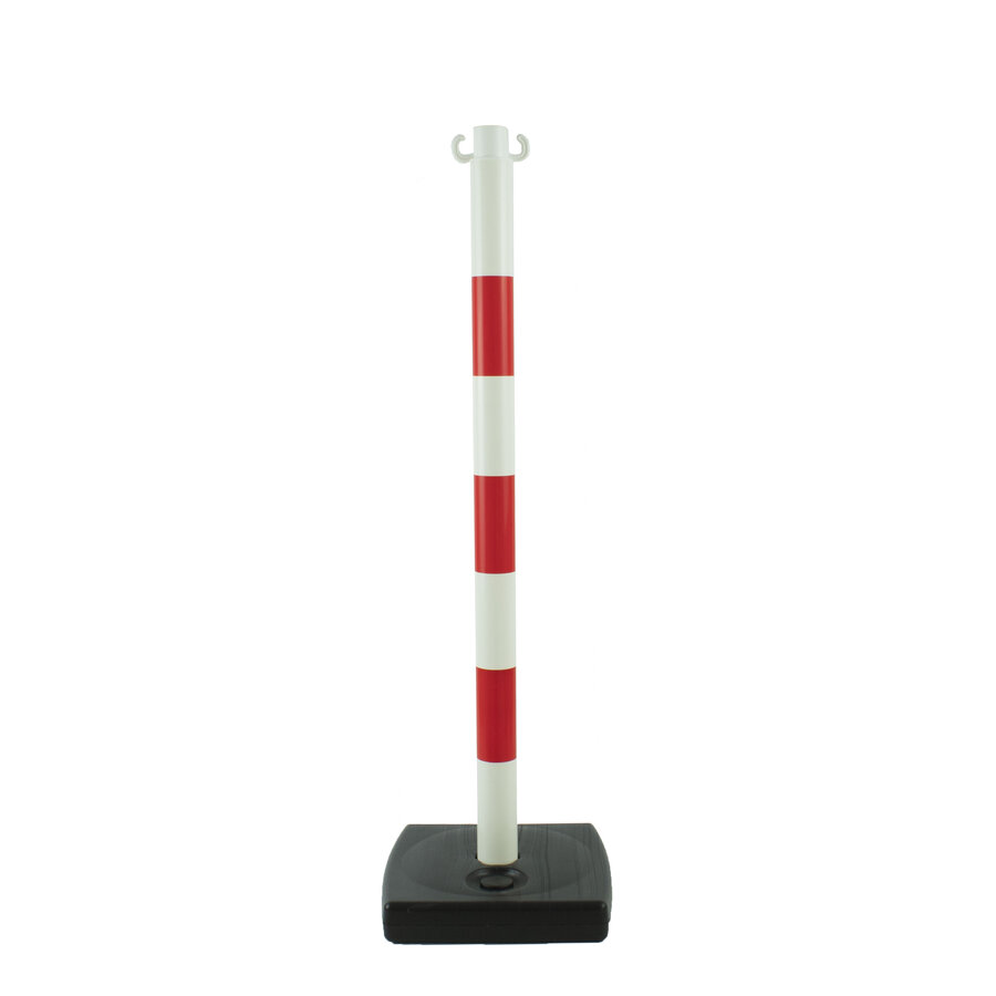 Kettingpaal in PVC. 90 cm. rood / wit met opvulbare voet 4 kg-1