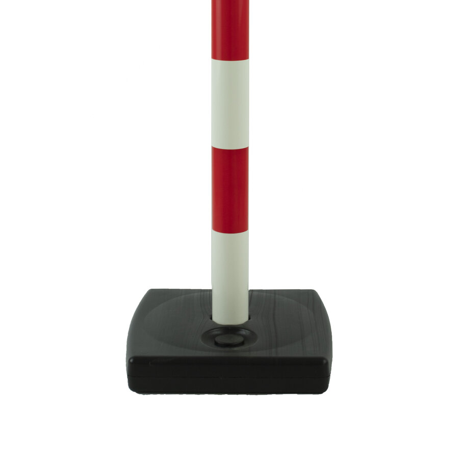 Kettingpaal in PVC. 90 cm. rood / wit met opvulbare voet 4 kg-2