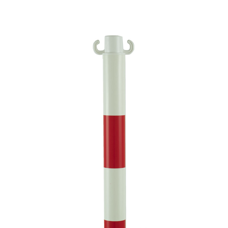Kettingpaal in PVC. 90 cm. rood / wit met opvulbare voet 4 kg-3