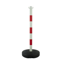 thumb-Poteau PVC socle chantier 9 kg à lester. 90 cm. Rouge / Blanc-1