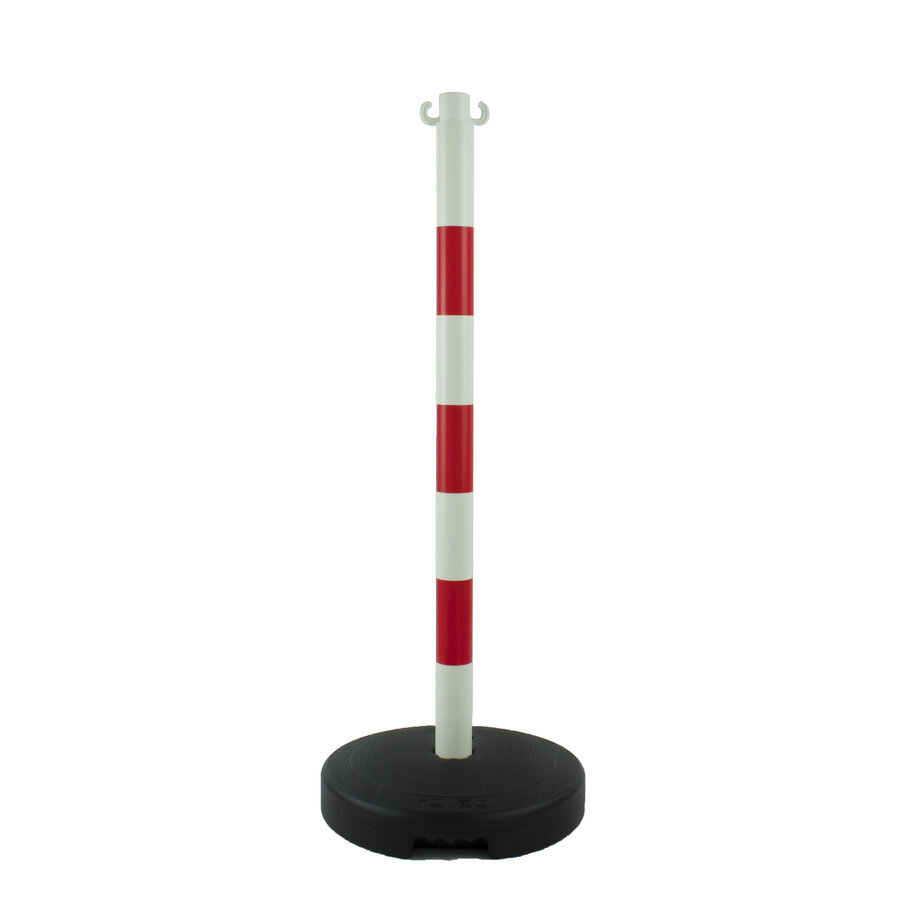 Poteau PVC socle chantier 9 kg à lester. 90 cm. Rouge / Blanc-1