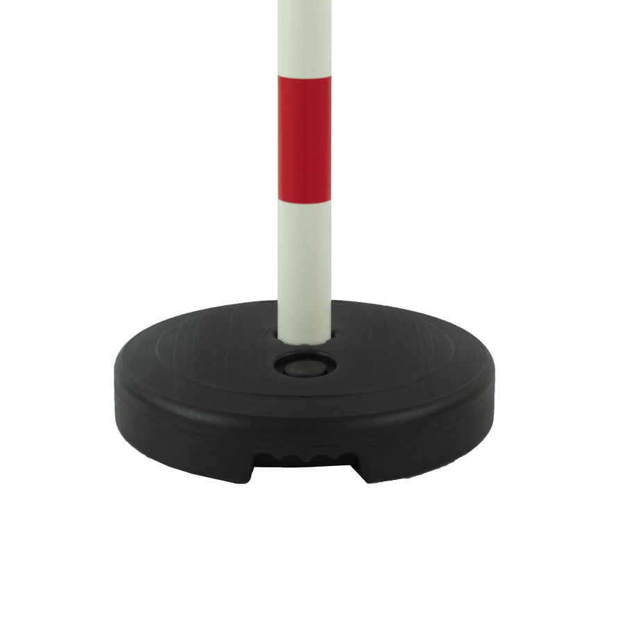 Kettingpaal in PVC. 90 cm. rood / wit met opvulbare ronde voet tot 9 kg-3