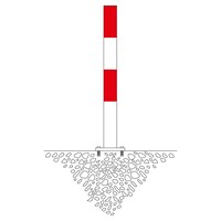 thumb-MORION poteau de délimitation Ø 90 mm sur platine - sans anneaux de chaîne - galvanisé à chaud et thermolaqué rouge/blanc-2