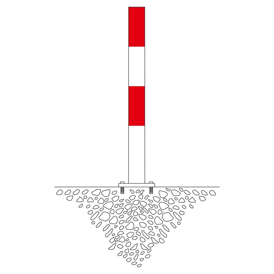 MORION poteau de délimitation Ø 90 mm sur platine - sans anneaux de chaîne - galvanisé à chaud et thermolaqué rouge/blanc-2