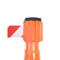 thumb-Haspel met uittrekbare rol afzetlint voor verkeerskegels. 3 m x 50 mm. Rood Wit-2