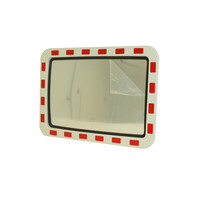 thumb-Miroir de circulation 'TRAFFIC DELUXE' 400 x 600 mm - rouge/blanc-1