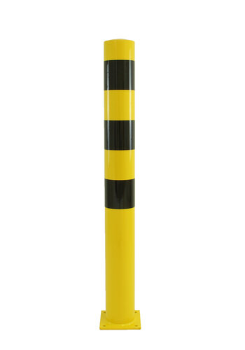 Rampaal Ø 152 mm op voetplaat - 1500 mm - geel/zwart 