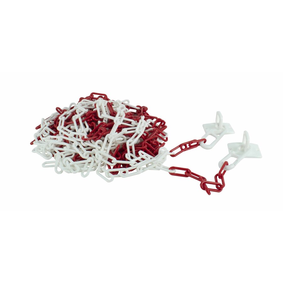 Kunststof ketting 10 m x 6 mm Ø met hangende stukjes ketting Rood / Wit-2
