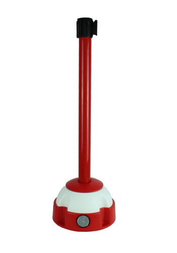Poteau Alu Rouge laqué à sangle Rouge 3m x 50mm sur socle balise 