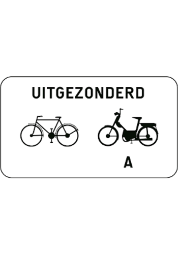 OPRUIMACTIE: Bord M3: Uitgezonderd fietsers en bromfieters klasse A - 400/300 