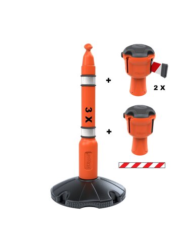 Skipper kit de barrière retractable cônes  - 18 m - Rouge/blanc 