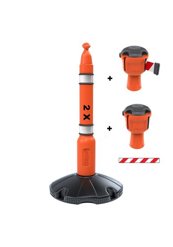 Skipper kit de barrière retractable cônes - 9 m - Rouge/Blanc 