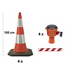 SKIPPER Skipper BIG kegelset 81 m2 met 100 cm Bigfoot kegels en Skipper afzetlinthouders - Rood/wit