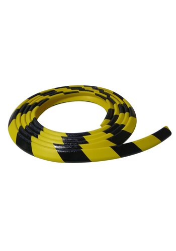 Rubberen stootrand voor hoekbescherming - 5000 x 30 x 30 x 8 mm - geel/zwart 