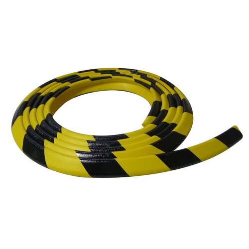 Rubberen stootrand voor hoekbescherming - 5000 x 30 x 30 x 8 mm - geel/zwart 