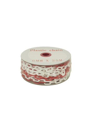 Chaîne de balisage en PVC - Ø 6 mm - 25 M-m - rouge/blanc 