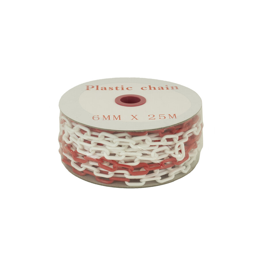 Kunststof ketting - Ø 6 mm - 25 m - rood/wit-1
