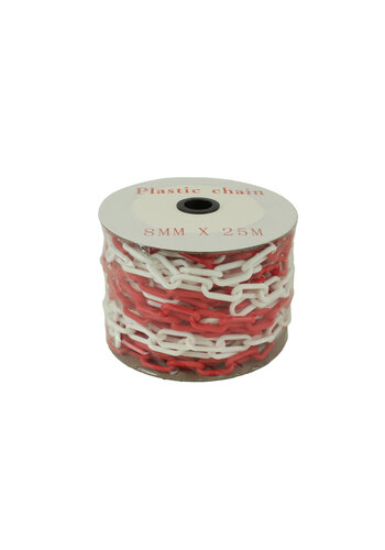 Chaîne de balisage en PVC - Ø 8 mm - 25 m - rouge/blanc 