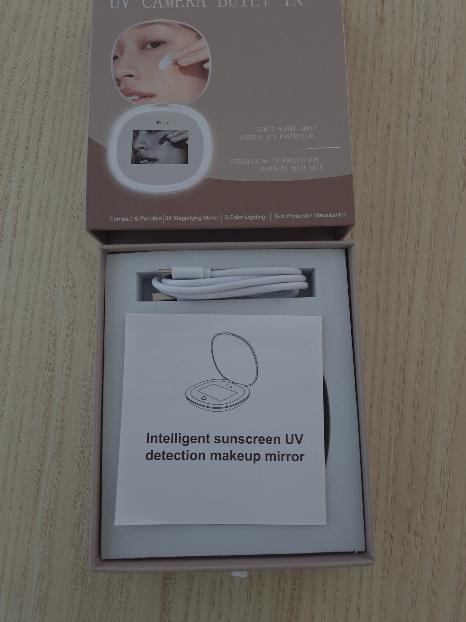 Zonnebrand tester intelligent sunscreen UV detection make-up mirror
