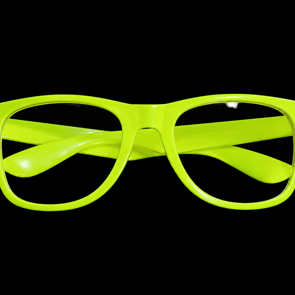 GlowFactory Neon Blacklight Bril Fluor Geel – UV Feestbril | Groothandel | Doos 300 stuks | € 0,29 per stuk