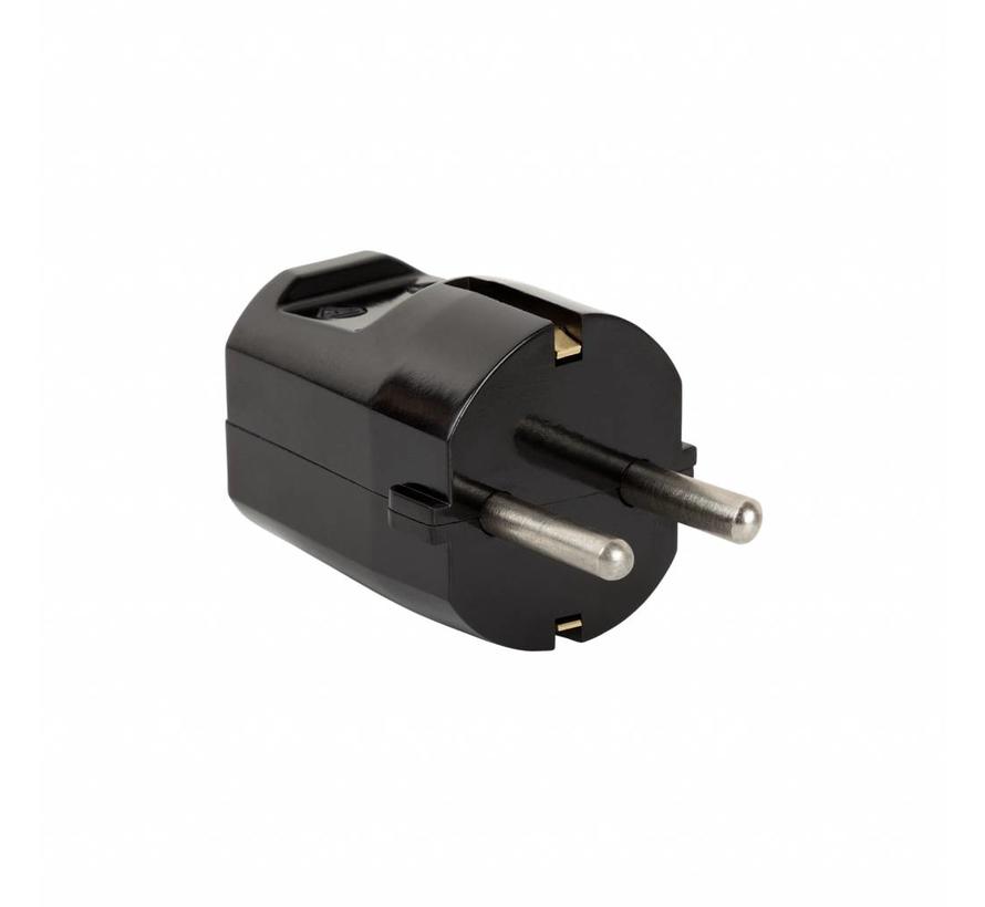 Plug round black (grounded)