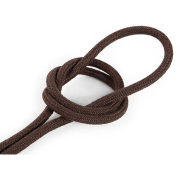 Kynda Light Fabric Cord Brown - round, linen