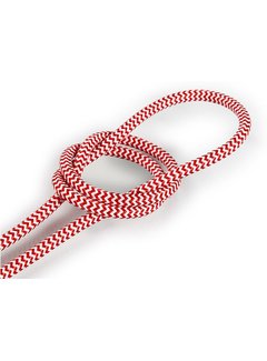 Kynda Light Fabric Cord White & Red - round - zigzag pattern