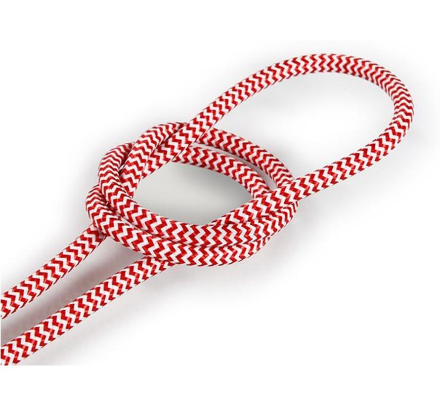 Strijkijzersnoer Rood & Wit - rond - zigzag patroon