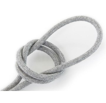 Kynda Light Fabric Cord Grey - round, linen