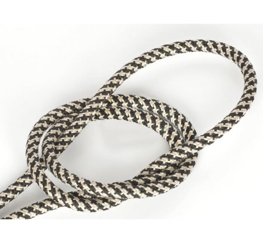 Fabric Cord Black & Sand - round, linen - crossed pattern