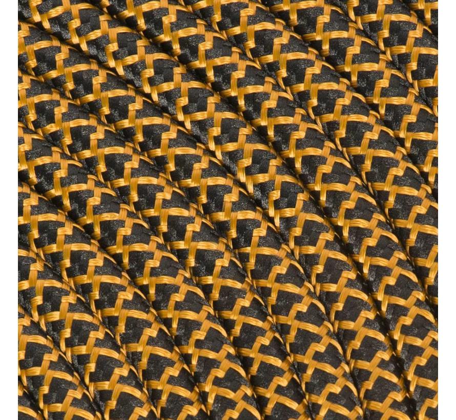 Fabric Cord Black & Copper - round - crossed pattern