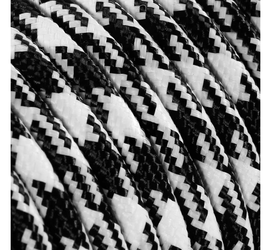 Textilkabel Schwarz & Weiß - rund | Blockmuster