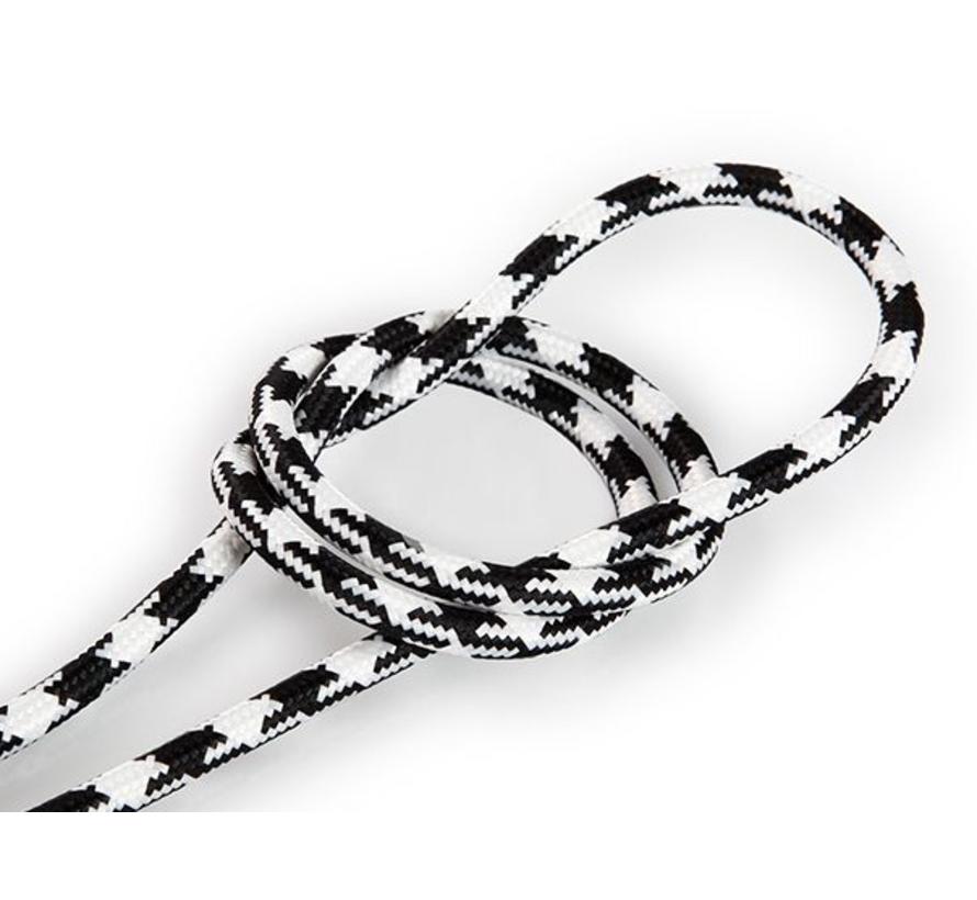 Fabric Cord Black & White - round, block pattern