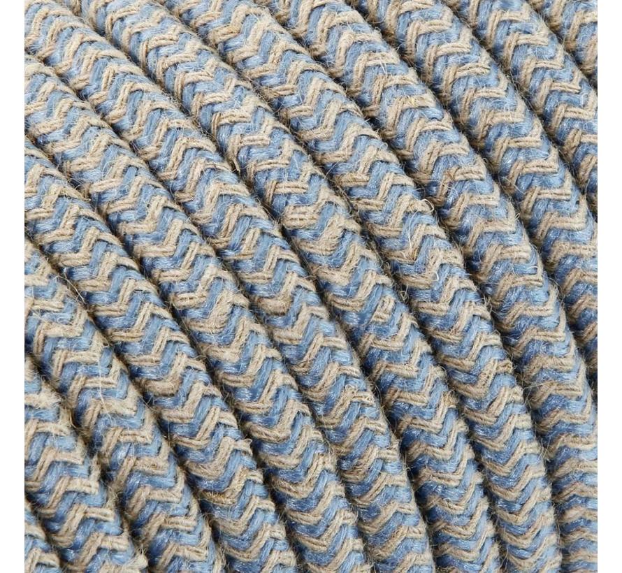 Strijkijzersnoer Zand & Blauw - rond linnen - zigzag patroon
