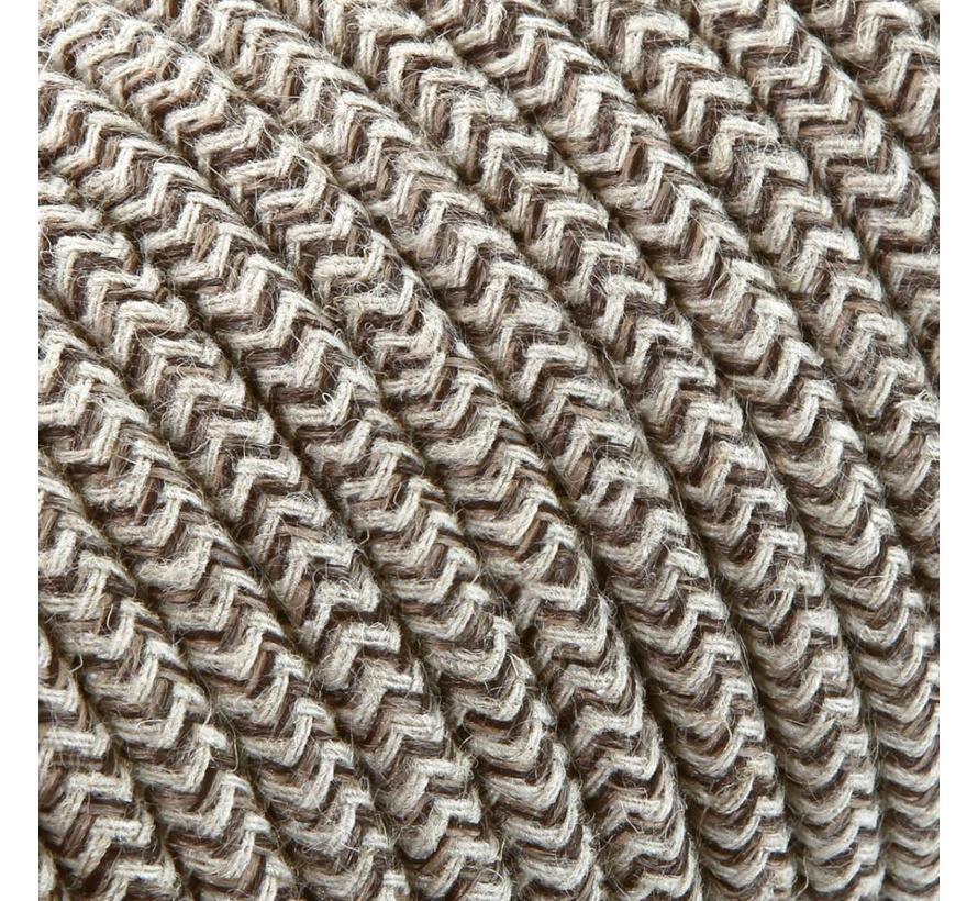 Fabric Cord Sand & Brown - round linen - zigzag pattern