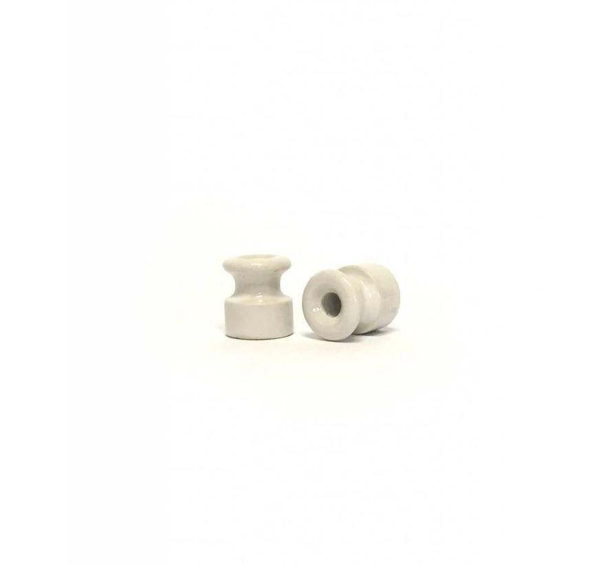 Porcelain insulator - White - Ø 18 mm - to guide a twisted cord along a wall or ceiling