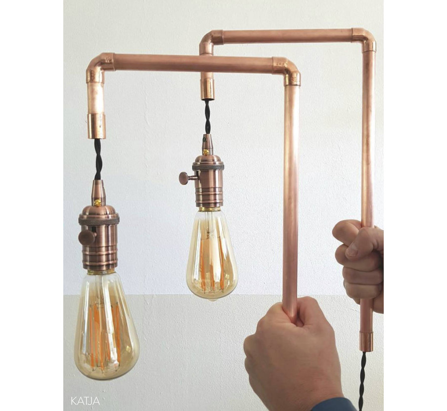 Metal Lamp Holder 'Frey' with Switch copper E27