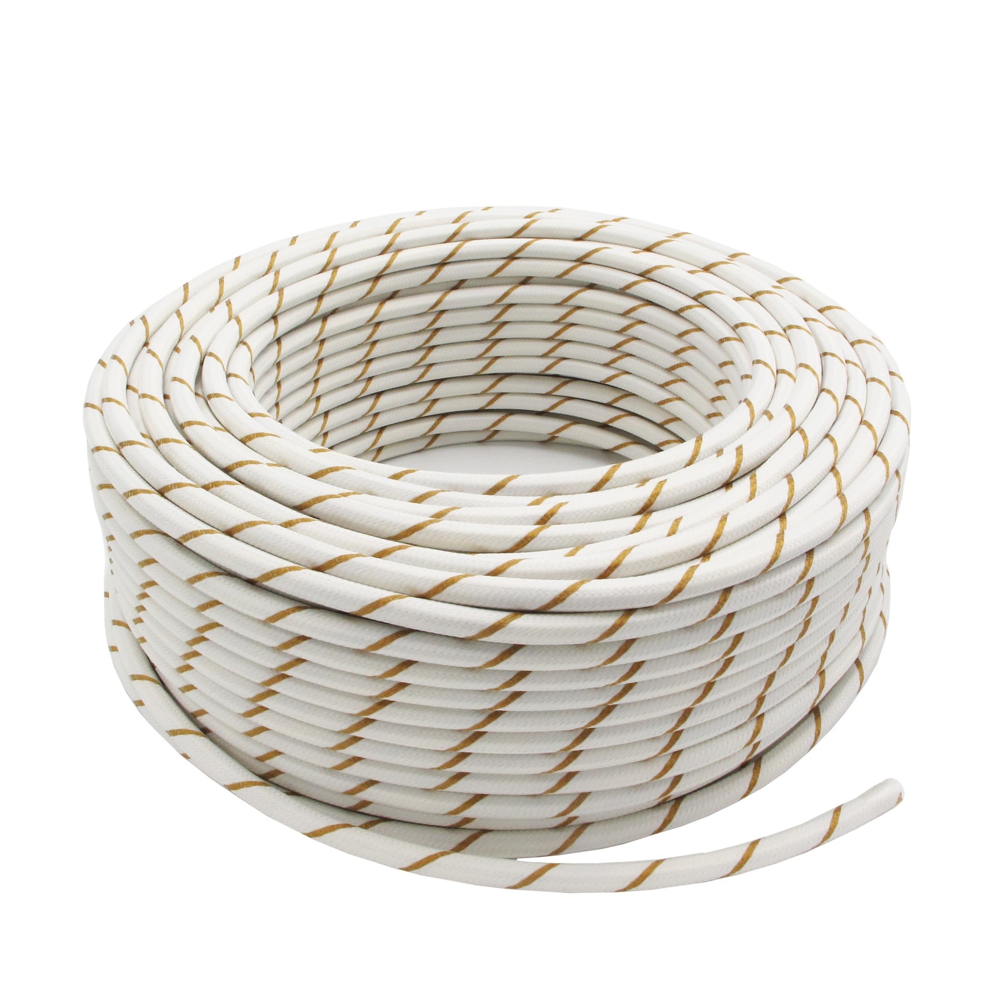 Kynda Light Fabric Cord White & Gold Striped - round