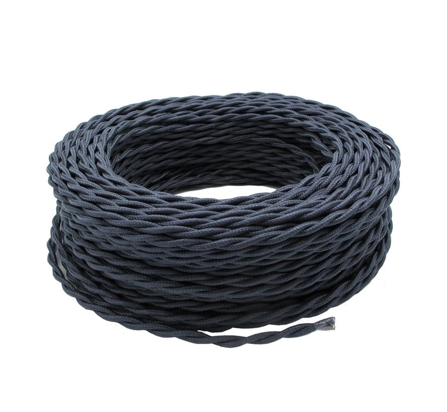 Fabric Cord Dark Grey Graphite - twisted, linen