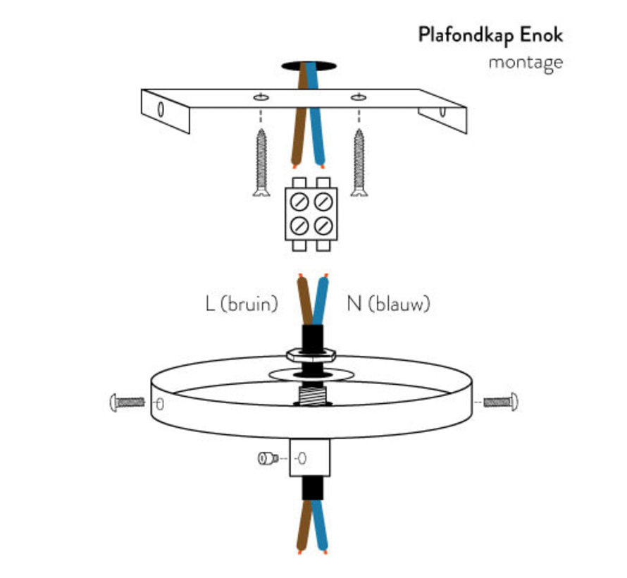 Plafondkap 'Enok' metaal Wit - 1 snoer