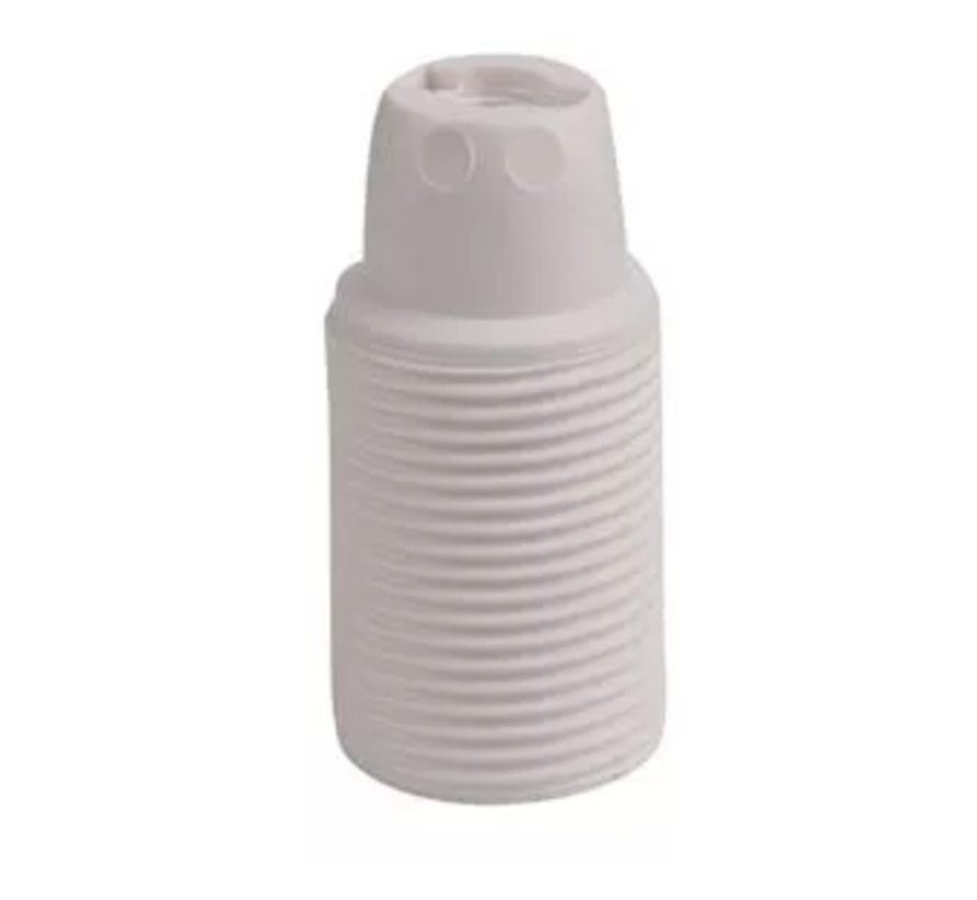 Plastic Lamp Holder External Threaded - White (E14)