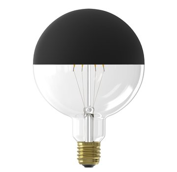 Calex LED Full Glass Filament Top Mirror Globe Lamp Black G125