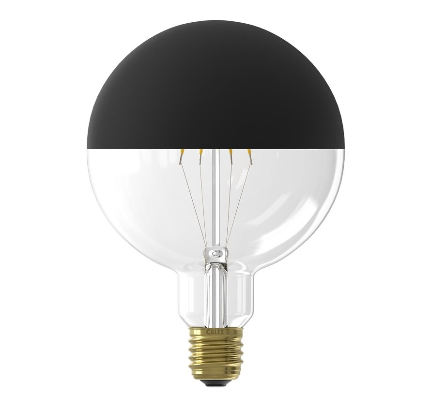 LED Full Glass Filament Top Mirror Globe Lamp Black G125 - E27