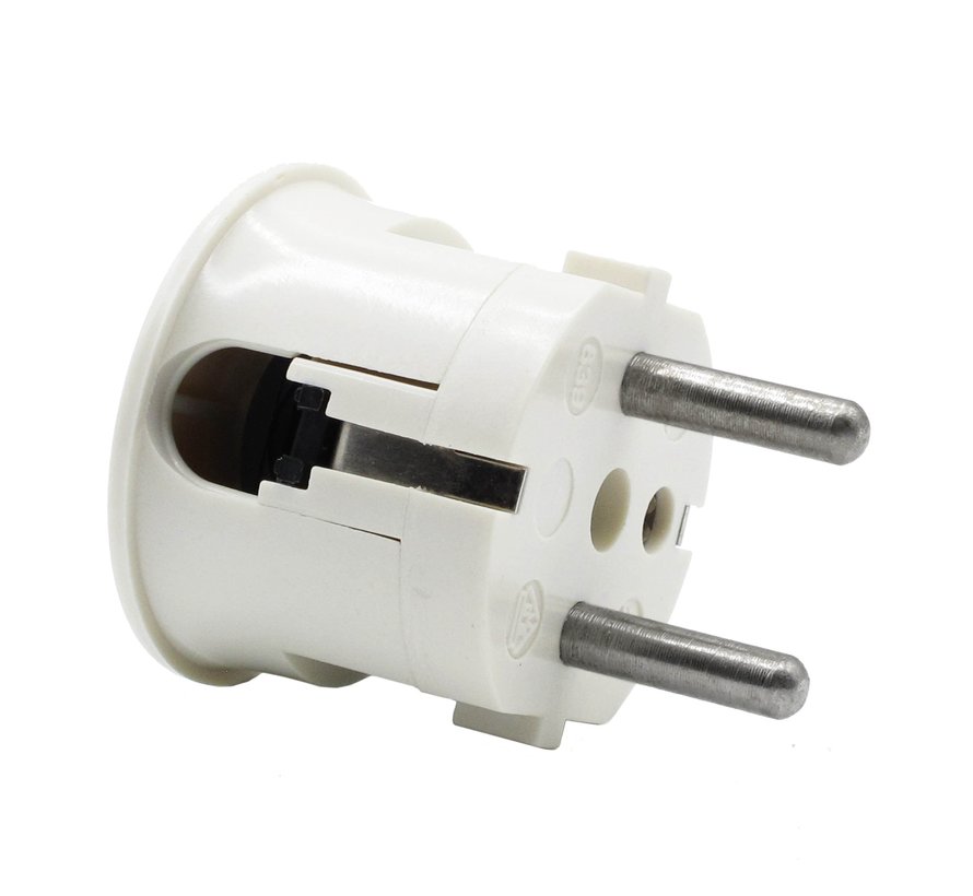 Plug round with side entry (angled) white - bakelite look (grounded) NL+BE