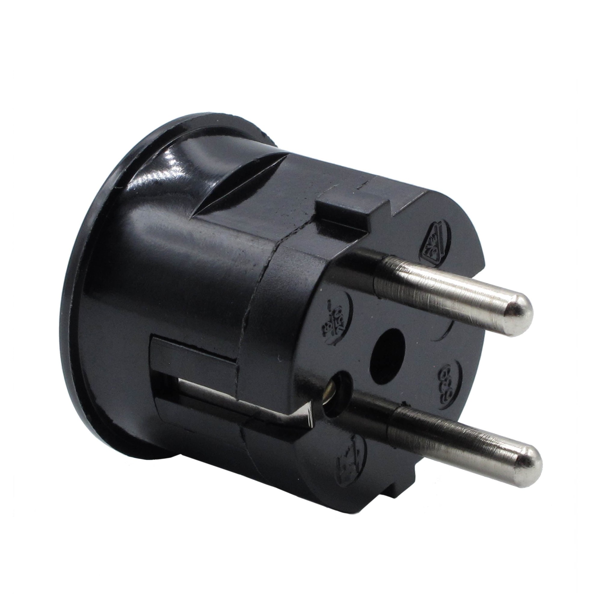 Round. Click Plug Plug round with side entry (angled) black - bakelite look (grounded ...
