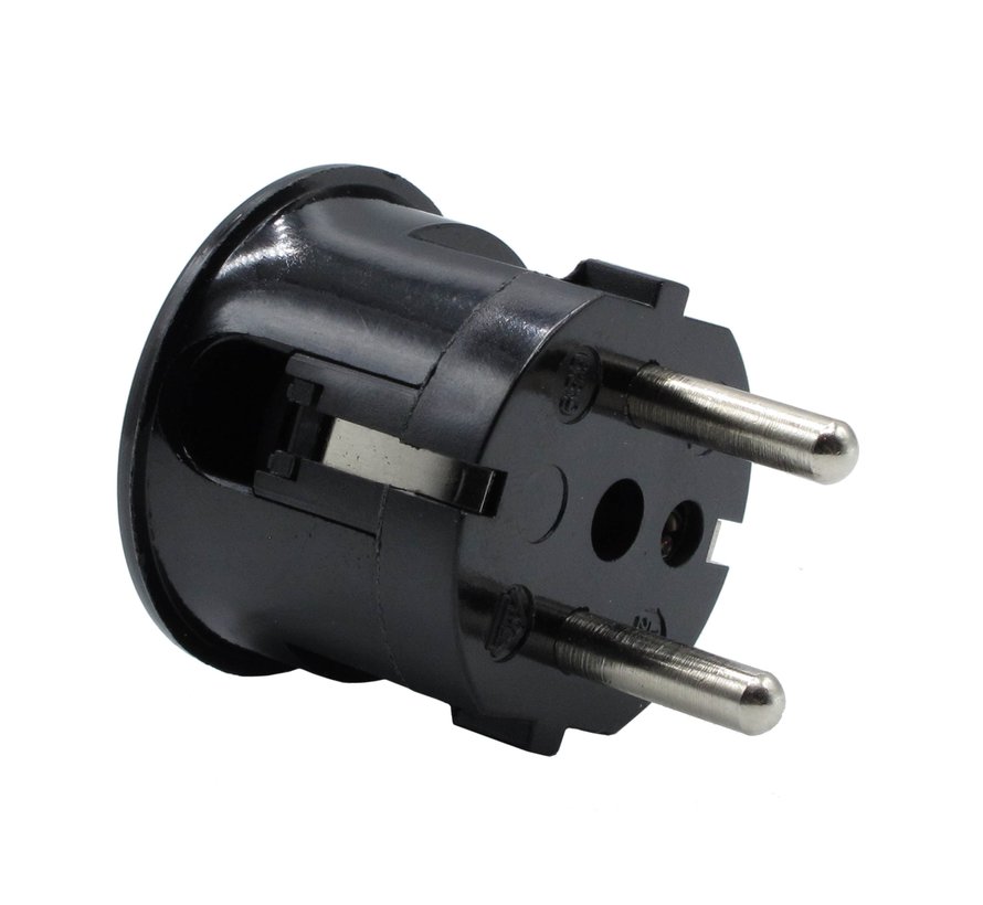 Plug round with side entry (angled) black - bakelite look (grounded) NL+BE
