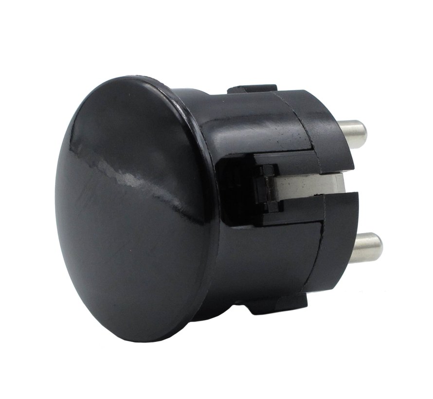 Plug round with side entry (angled) black - bakelite look (grounded)