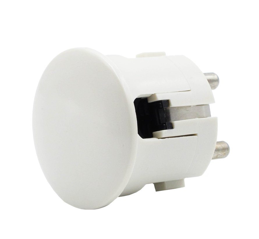 Plug round with side entry (angled) white - bakelite look (grounded)