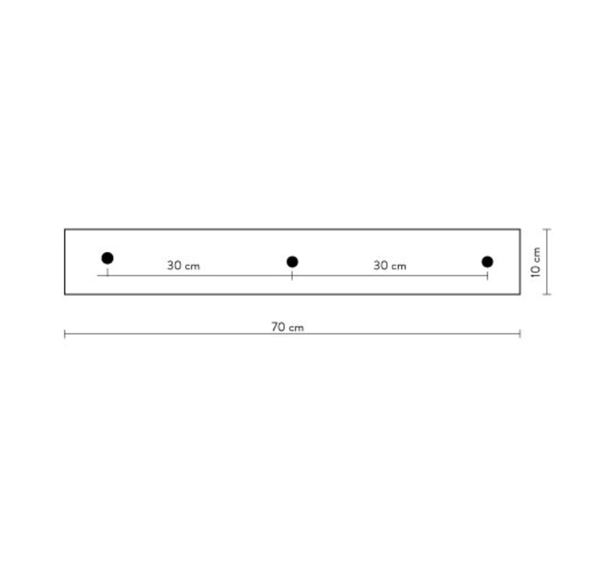 Calex Deckenbaldachin 3-Loch - 70cm Mattschwarz
